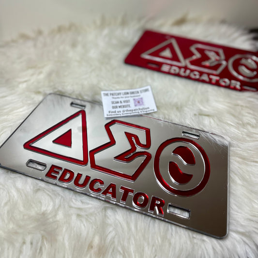 Mirrored-Acrylic License Plate Educator Delta | Free Shipping