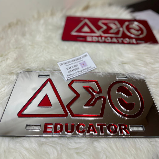 Mirrored-Acrylic License Plate Educator Delta | Free Shipping