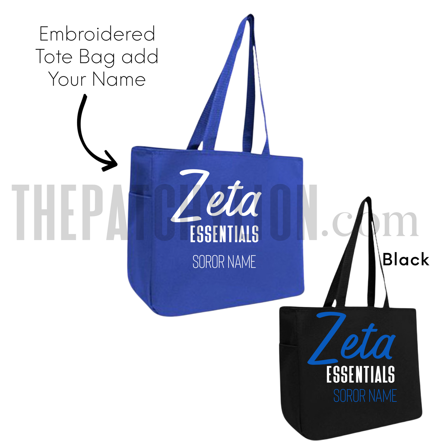 Embroidered Zeta Essentials Tote Bag | Free Shipping