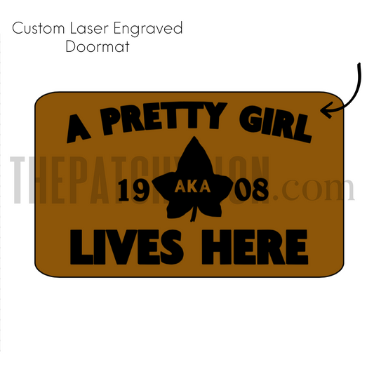 Lives Here Laser Doormat