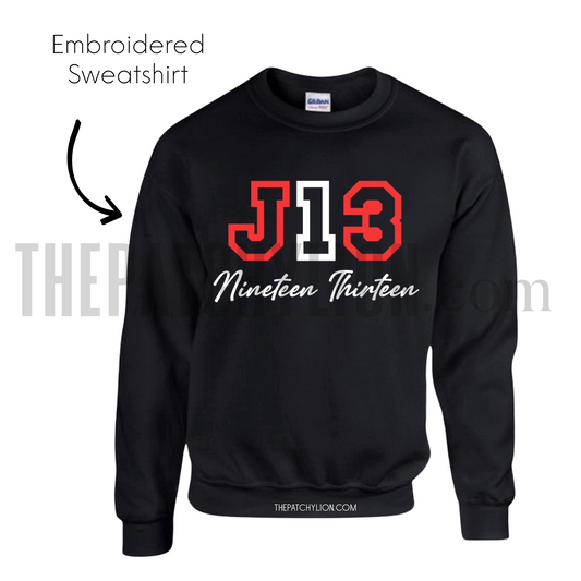 J13 Embroidered Sweatshirt | Free Shipping